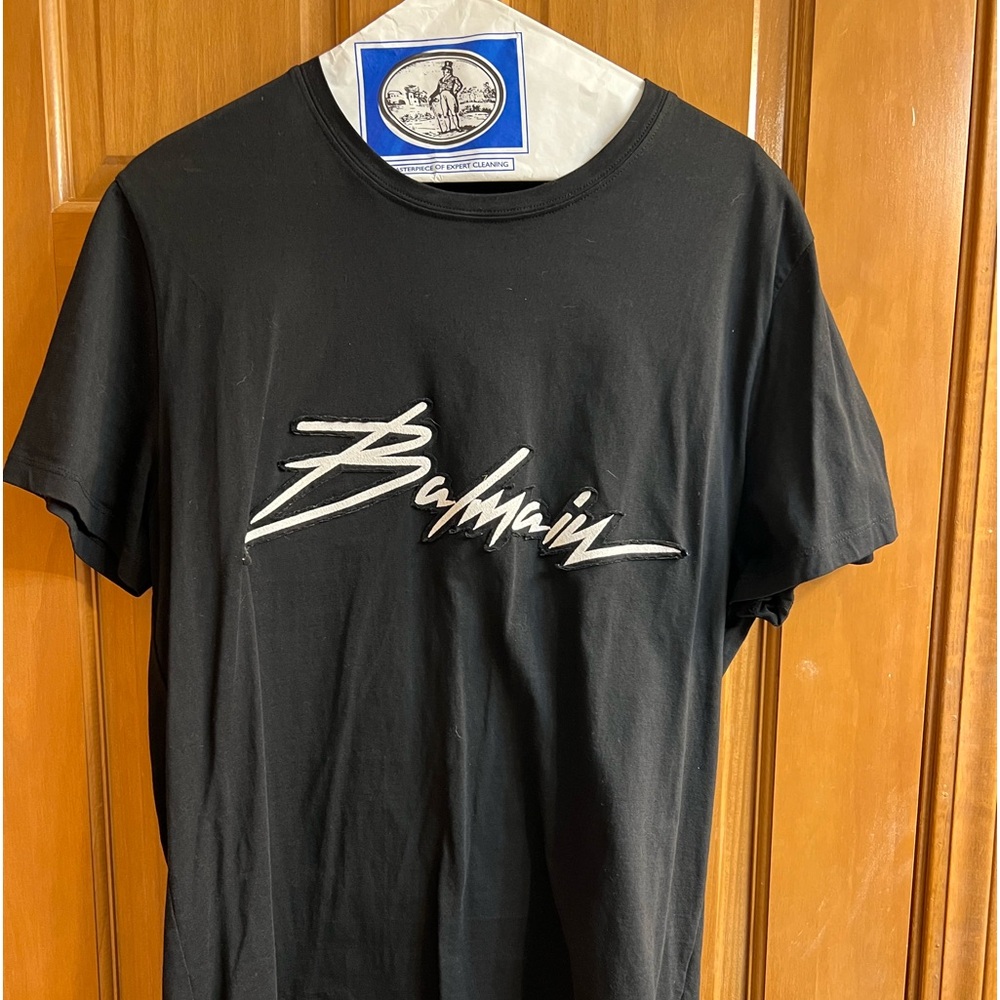 Balmain Black Tee with White Logo